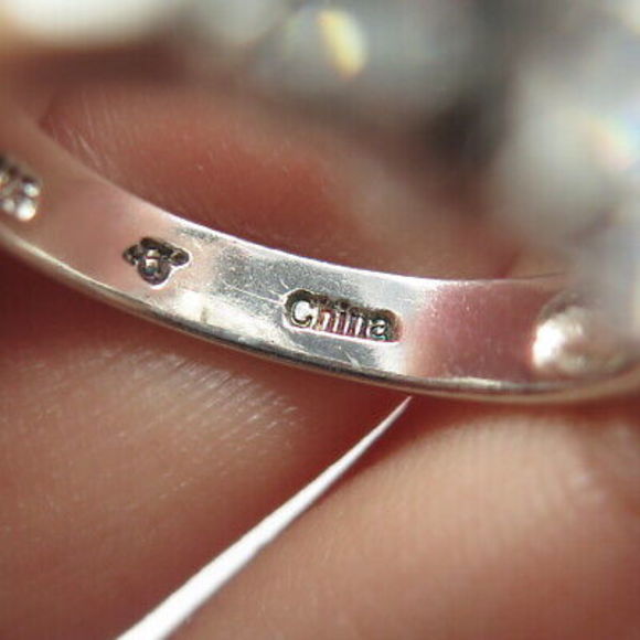 925 Sterling Silver Vintage Uncas Square-Cut White C Z Engagement Ring Size 6 - Picture 7 of 8